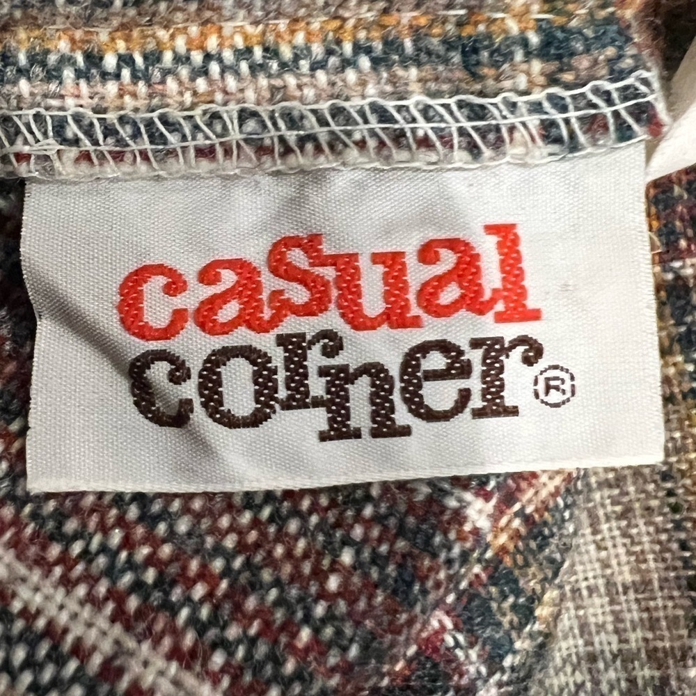 Vintage Casual Corner Brown Plaid Pleated Wool Blend Midi Skirt - Size 7/Small - Picture 9 of 11